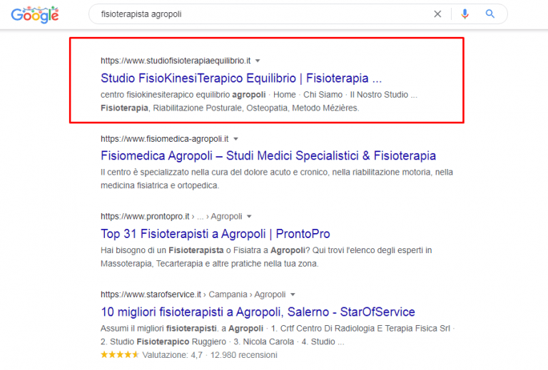 Posizionamento motori di ricerca